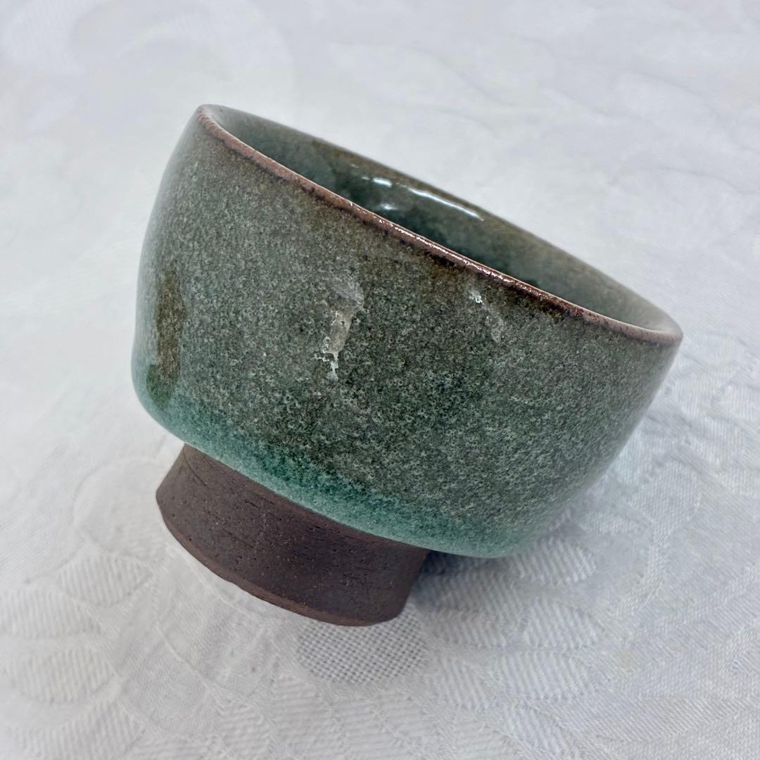 Kato Junatsu Kojin Kiln Celadon Guinomi Sake Cup Moss Green Stoneware