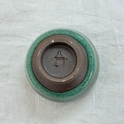 Kato Junatsu Kojin Kiln Celadon Guinomi Sake Cup Moss Green Stoneware