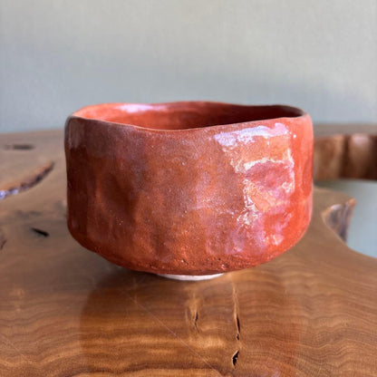 Aka-Raku Red Tea Bowl by Kimura Juraku - Kyoto Raku Ware Matcha Chawan with Signed Tomobako