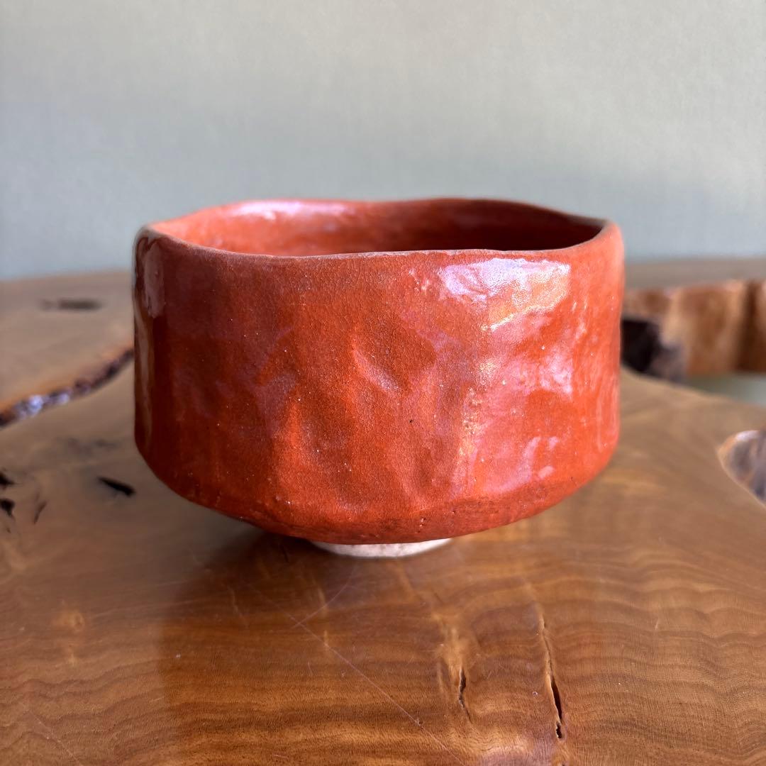 Aka-Raku Red Tea Bowl by Kimura Juraku - Kyoto Raku Ware Matcha Chawan with Signed Tomobako
