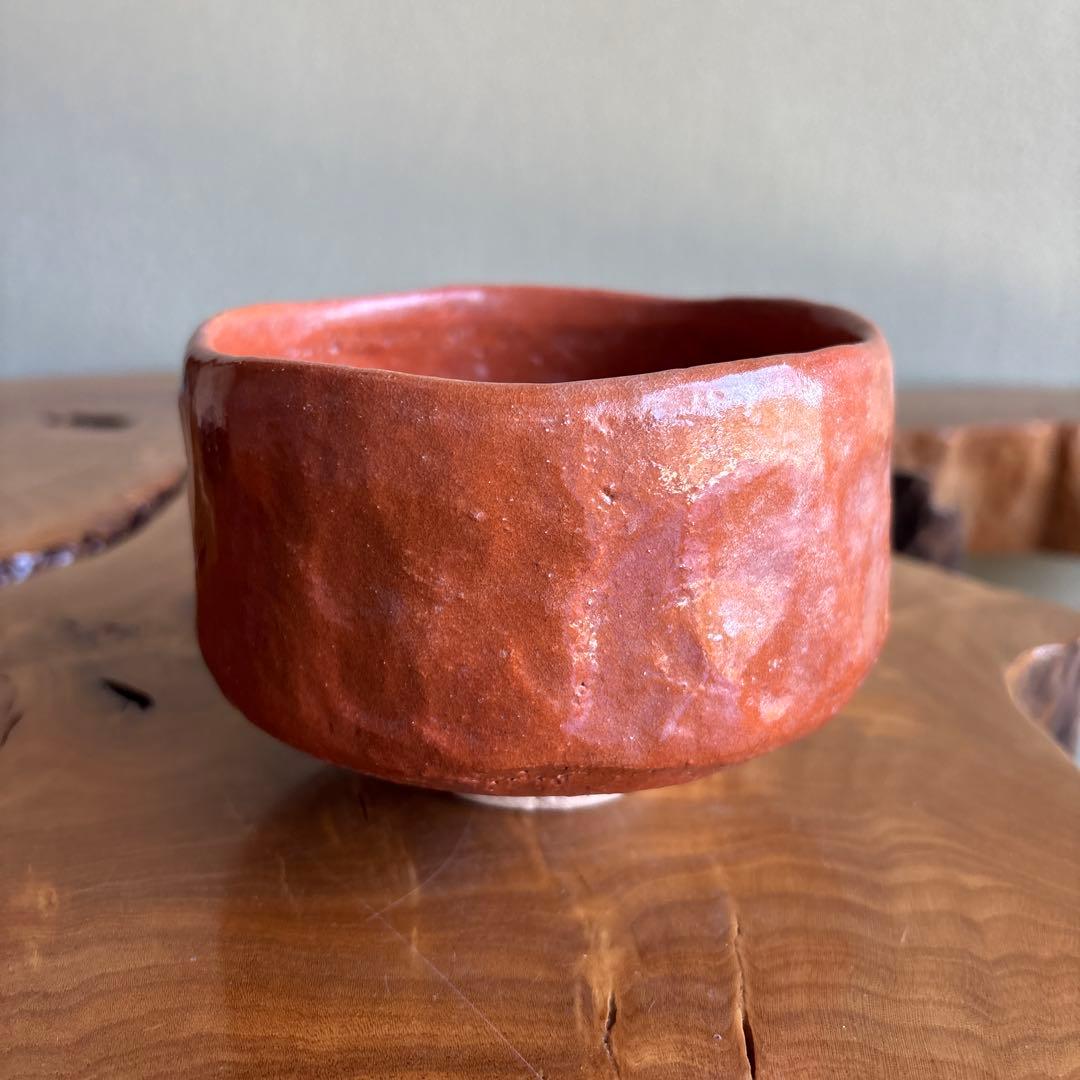 Aka-Raku Red Tea Bowl by Kimura Juraku - Kyoto Raku Ware Matcha Chawan with Signed Tomobako