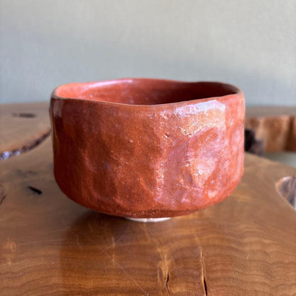 Aka-Raku Red Tea Bowl by Kimura Juraku - Kyoto Raku Ware Matcha Chawan with Signed Tomobako