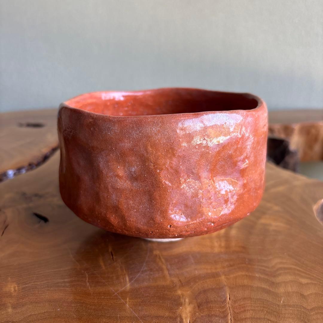 Aka-Raku Red Tea Bowl by Kimura Juraku - Kyoto Raku Ware Matcha Chawan with Signed Tomobako
