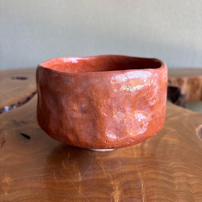 Aka-Raku Red Tea Bowl by Kimura Juraku - Kyoto Raku Ware Matcha Chawan with Signed Tomobako