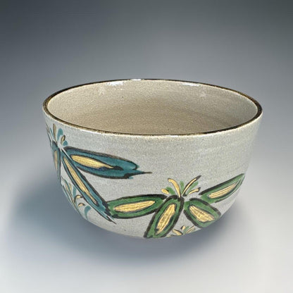 Gyozan Kyo-yaki Chawan with Dragonfly Design - Colorful Overglaze Enamel Tea Bowl