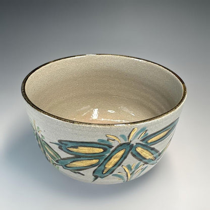 Gyozan Kyo-yaki Chawan with Dragonfly Design - Colorful Overglaze Enamel Tea Bowl