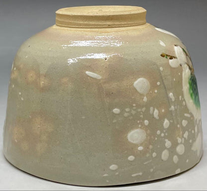 Kenzan Snow Pine Chawan by Minaguchi Kansei — Kyo-yaki Tea Bowl with Gold