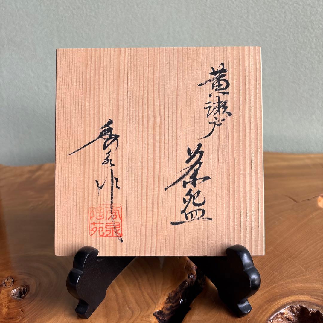 Kiseto Chawan with Shobu Iris Motif — Kosen-toen, Mino Ware with Tomobako