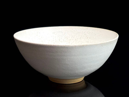 White Glaze Hira-Chawan by Taniguchi Ryozo — Crawled Frost Surface