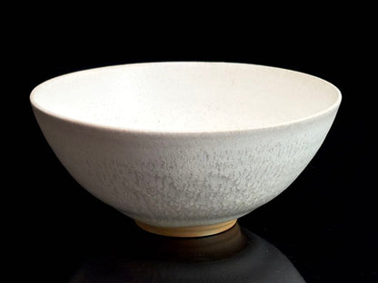 White Glaze Hira-Chawan by Taniguchi Ryozo — Crawled Frost Surface