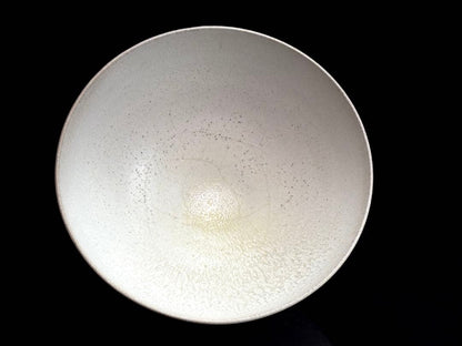White Glaze Hira-Chawan by Taniguchi Ryozo — Crawled Frost Surface