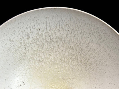 White Glaze Hira-Chawan by Taniguchi Ryozo — Crawled Frost Surface