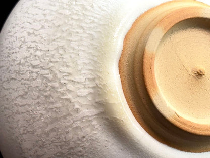 White Glaze Hira-Chawan by Taniguchi Ryozo — Crawled Frost Surface