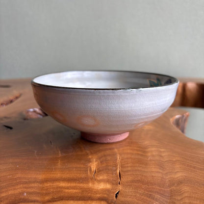 Kenzan-Style Morning Glory Flat Tea Bowl by Hashimoto Shiunn — Summer Chawan, Tomobako