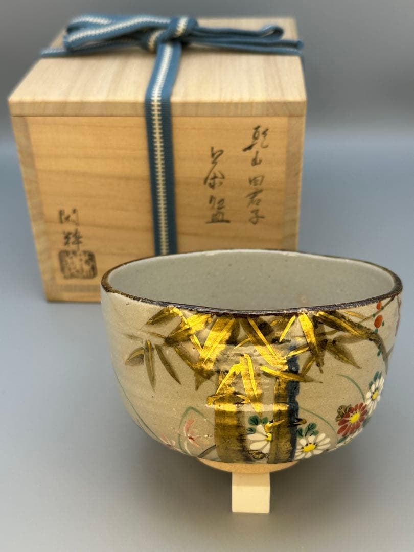 Kenzan-Style Four Gentlemen Chawan Tea Bowl by Minamiguchi Kansui