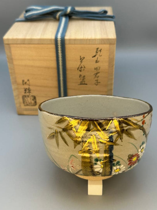 Kenzan-Style Four Gentlemen Chawan Tea Bowl by Minamiguchi Kansui