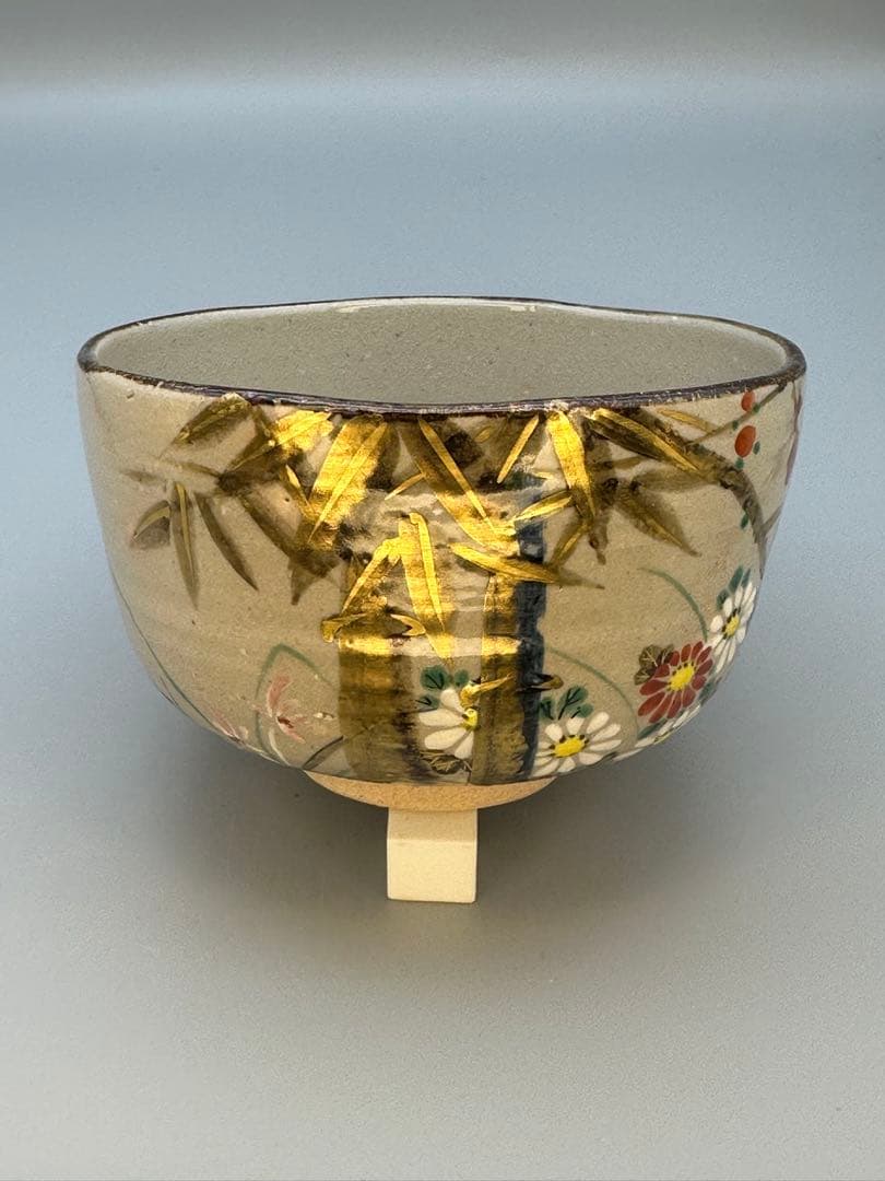 Kenzan-Style Four Gentlemen Chawan Tea Bowl by Minamiguchi Kansui