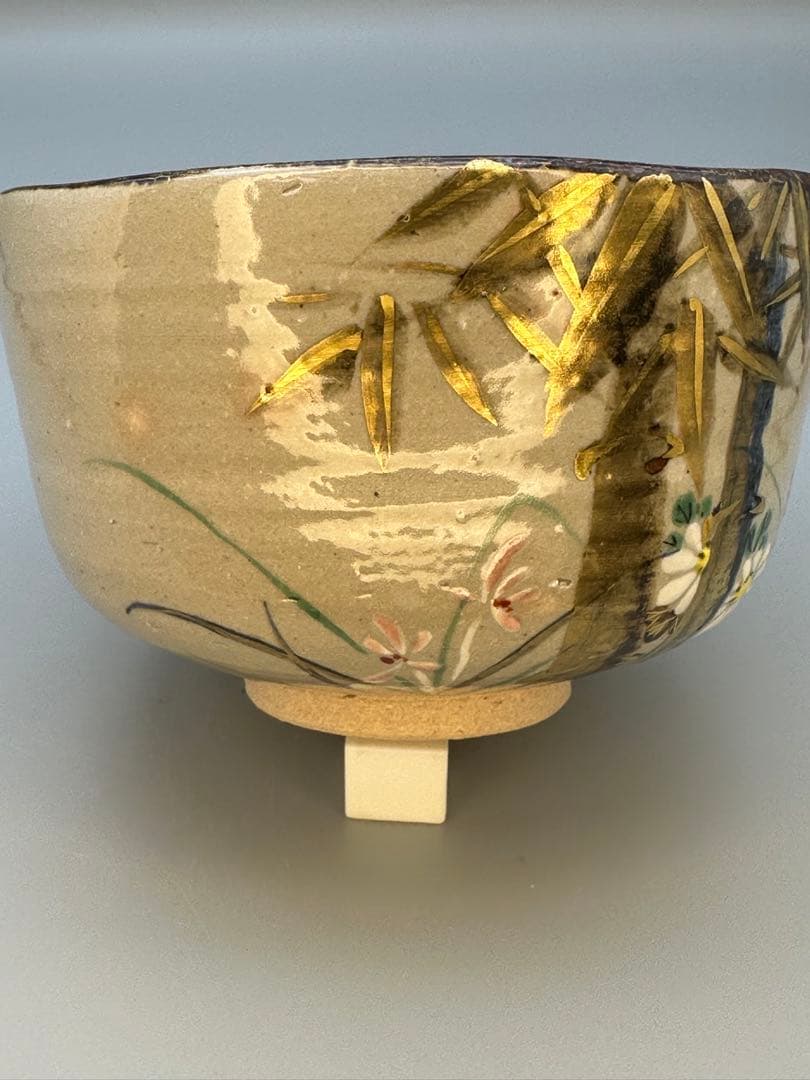 Kenzan-Style Four Gentlemen Chawan Tea Bowl by Minamiguchi Kansui