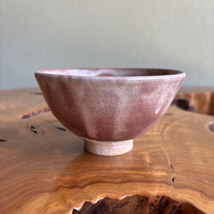Hagi Ware Matcha Bowl by Tenpozan — Gohon Glaze with Iron Grass Motif, Chawan for Tea Ceremony
