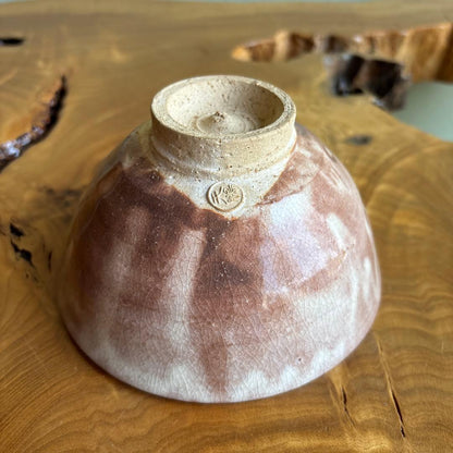Hagi Ware Matcha Bowl by Tenpozan — Gohon Glaze with Iron Grass Motif, Chawan for Tea Ceremony