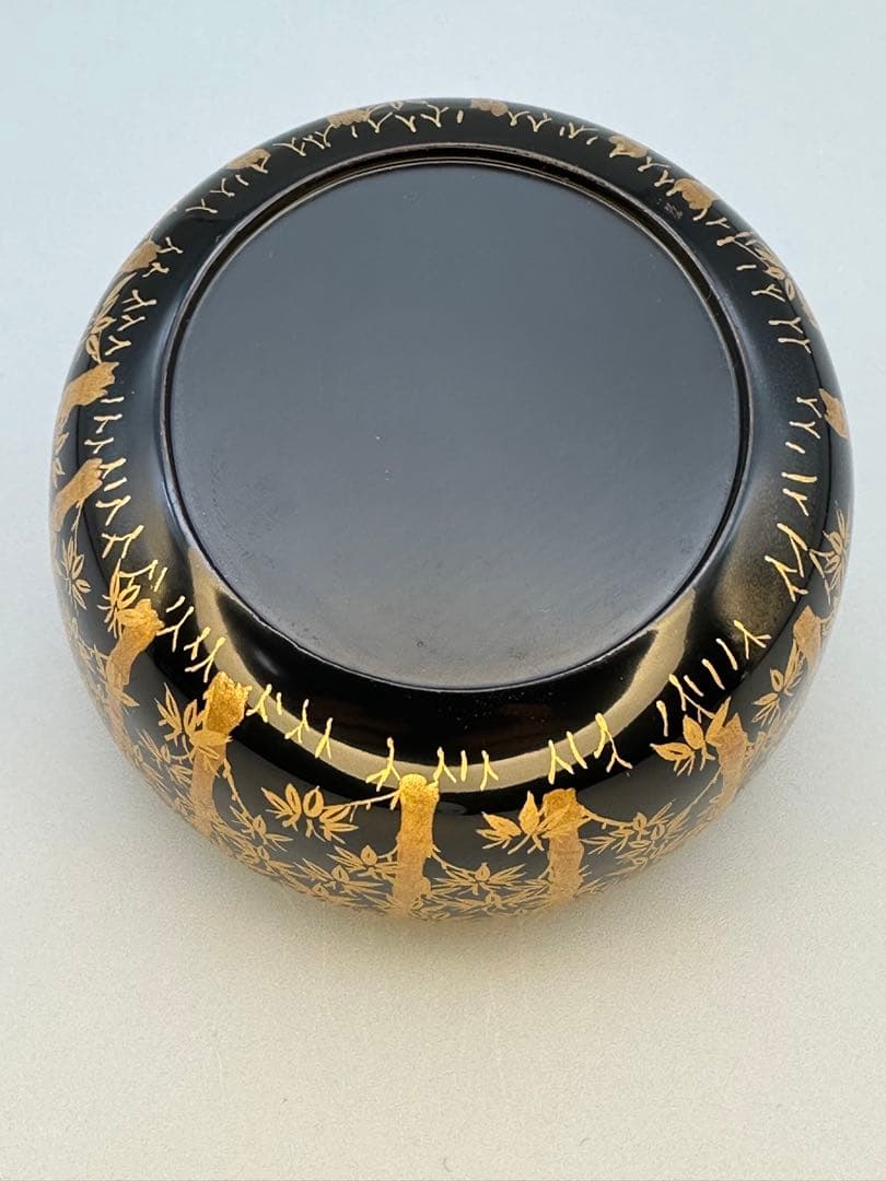 Kawase Hyokan Bamboo Grove Maki-e O-Natsume Gold Lacquer Large Tea Caddy Chikurin Tomobako