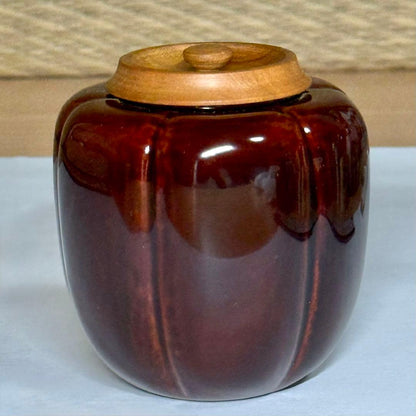Akoda-Gata Cha-ire Gourd Tea Caddy - Tame-nuri Lacquer with Shifuku Pouch