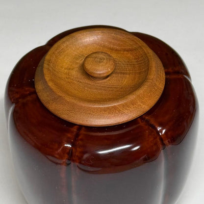 Akoda-Gata Cha-ire Gourd Tea Caddy - Tame-nuri Lacquer with Shifuku Pouch