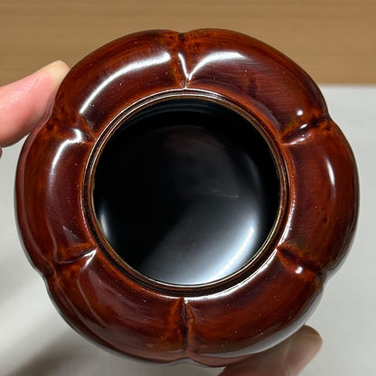 Akoda-Gata Cha-ire Gourd Tea Caddy - Tame-nuri Lacquer with Shifuku Pouch