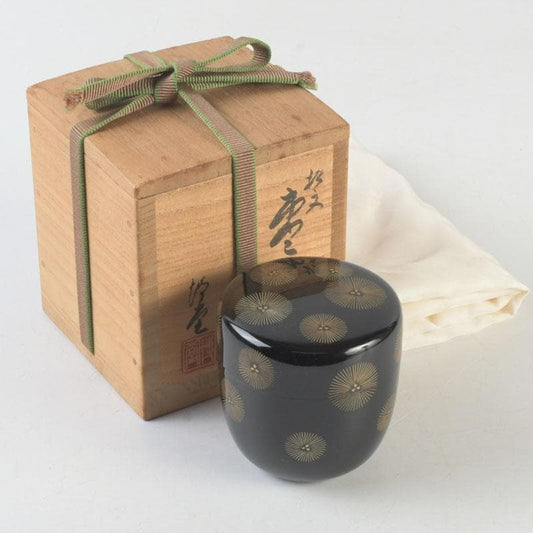 Hakudo Lacquer Natsume — Gold Maki-e Radial Pine Needle Medallions, Tomobako