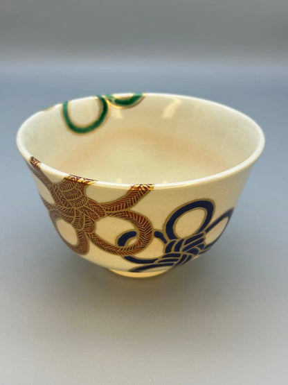 Miyagawa Koun Musubi-Ume Kyo-yaki Tea Bowl — Knotted Plum Chawan