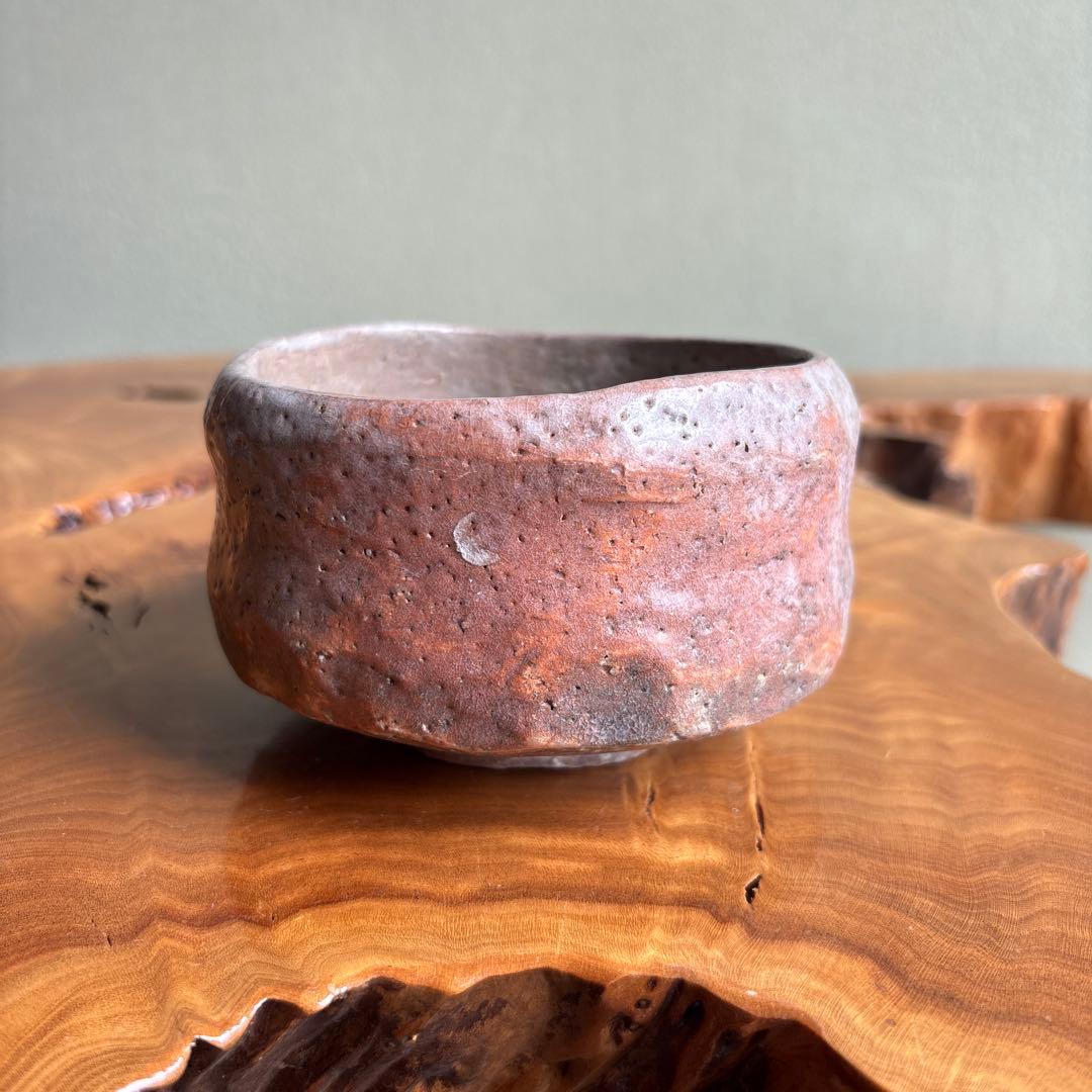 Hand-Pinched Wabi Chawan — Rustic Red and Ash Clay Matcha Tea Bowl