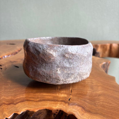 Hand-Pinched Wabi Chawan — Rustic Red and Ash Clay Matcha Tea Bowl