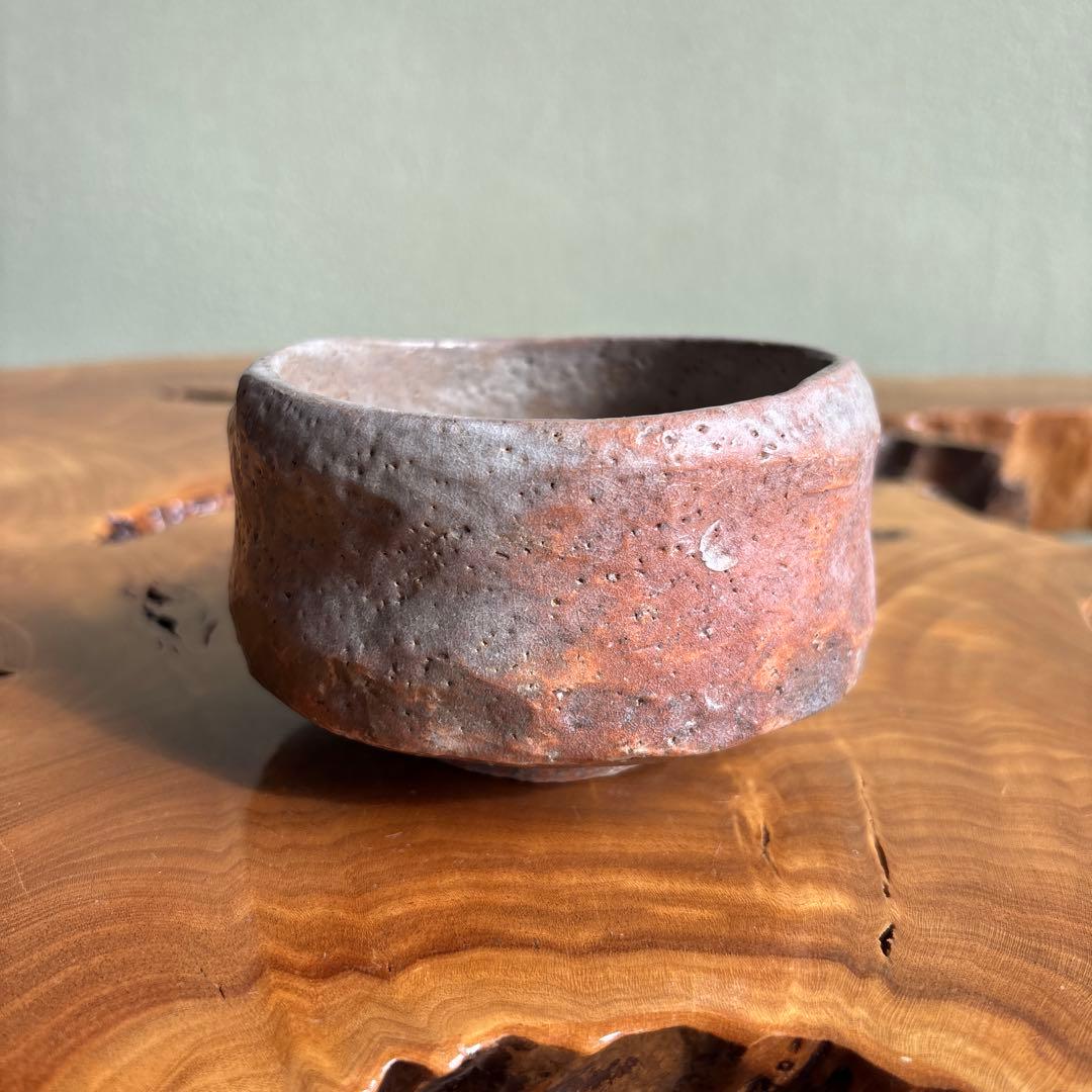 Hand-Pinched Wabi Chawan — Rustic Red and Ash Clay Matcha Tea Bowl