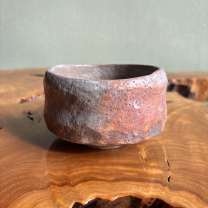 Hand-Pinched Wabi Chawan — Rustic Red and Ash Clay Matcha Tea Bowl