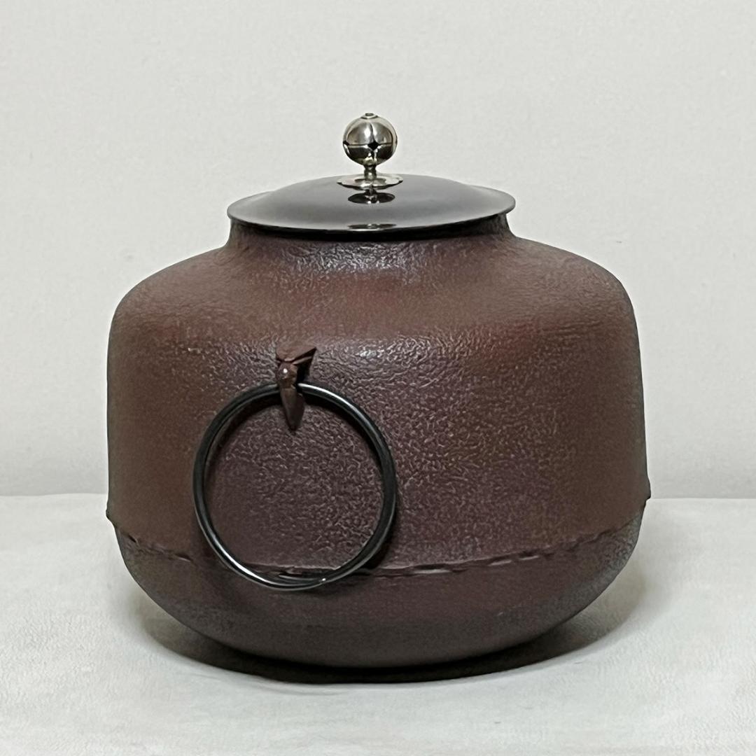 Amidado-gama Tea Kettle by Takahashi Keiten - Living National Treasure, Silver Knob