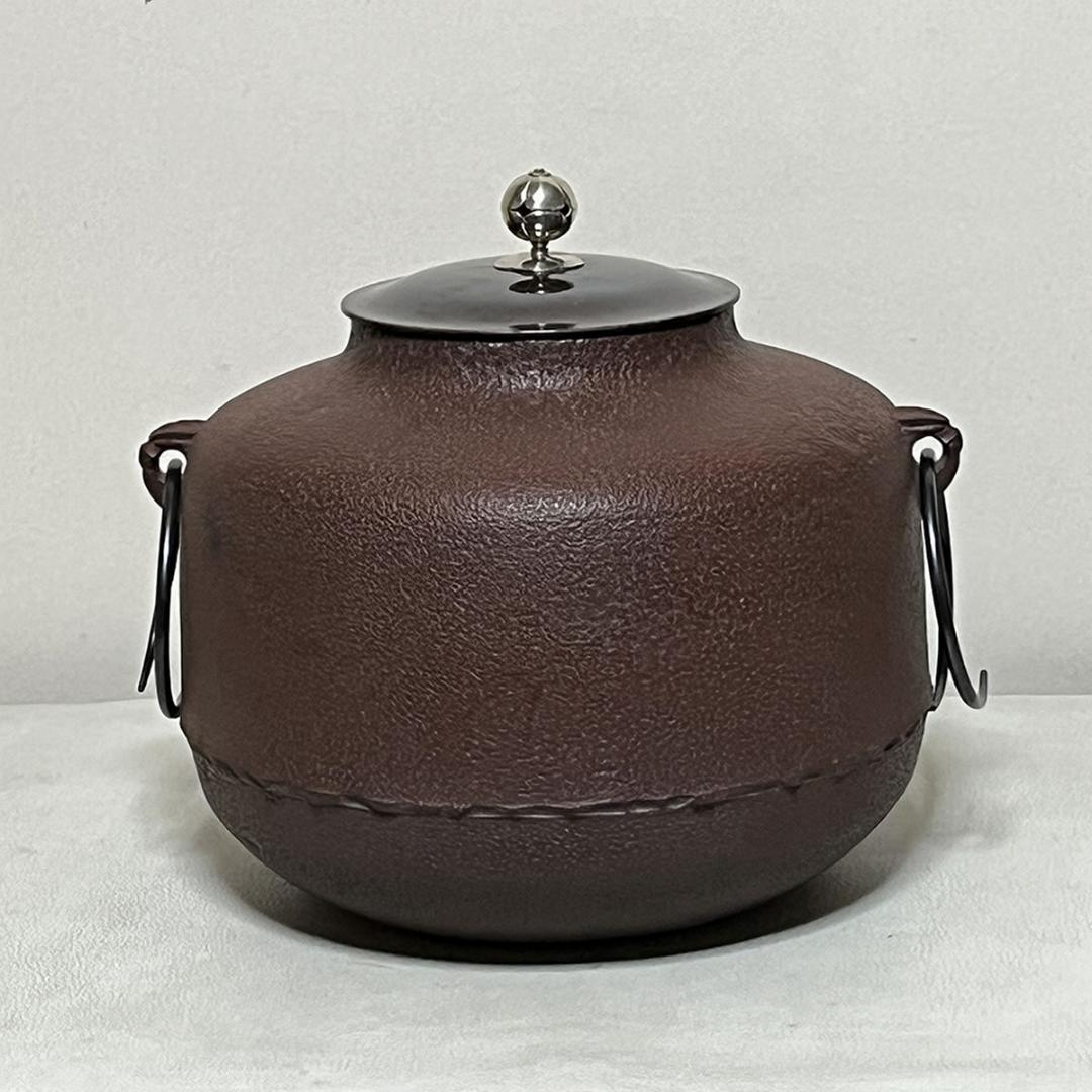 Amidado-gama Tea Kettle by Takahashi Keiten - Living National Treasure, Silver Knob