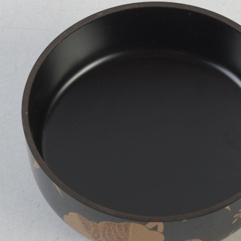 Signed Sagano Maki-e Natsume Tea Caddy | Gold Silver Bamboo Pine Ginkgo Black Lacquer | Tomobako