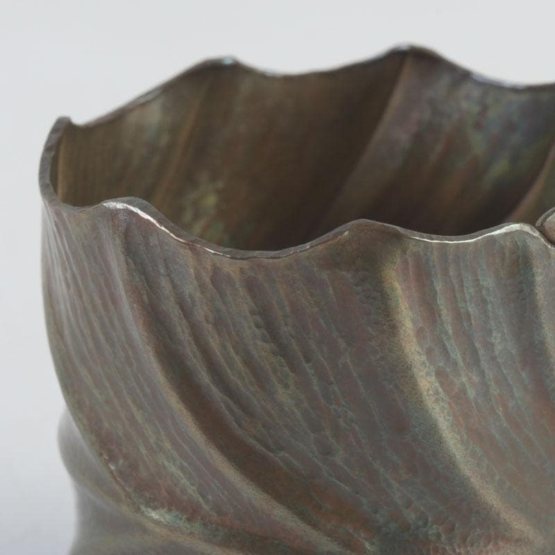 Brass Leaf-Form Futaoki Lid Rest by Ryori — Twisted Single Leaf, Wood Box