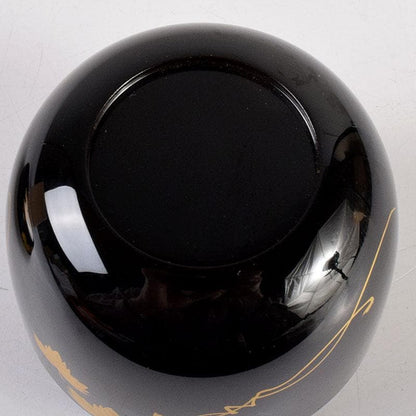 Black Lacquer Natsume by Seizan - Gold Red Ivy Maki-e Tea Caddy with Box