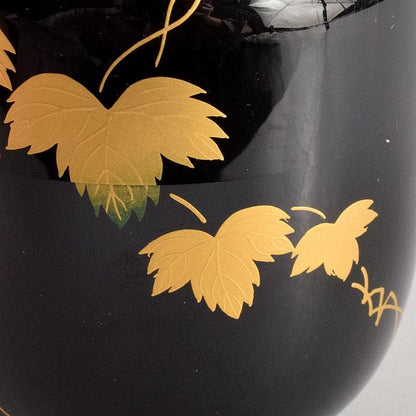 Black Lacquer Natsume by Seizan - Gold Red Ivy Maki-e Tea Caddy with Box