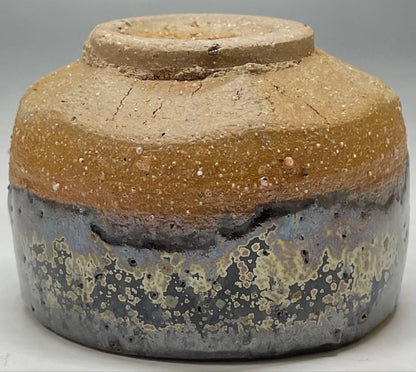 Fujii Shigeo — Golden Tenmoku Guinomi "Tensho", Black Glaze with Gold Crystalline Formations