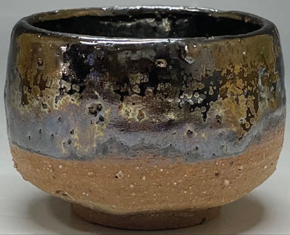 Fujii Shigeo — Golden Tenmoku Guinomi "Tensho", Black Glaze with Gold Crystalline Formations