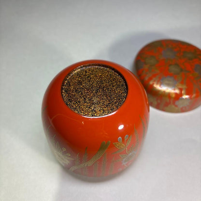 Willow Cherry Blossom Gold Maki-e Large Natsume by Imada Hokusen - Lacquer Tea Caddy