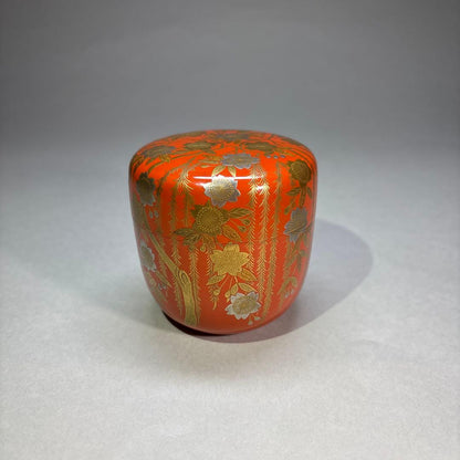 Willow Cherry Blossom Gold Maki-e Large Natsume by Imada Hokusen - Lacquer Tea Caddy