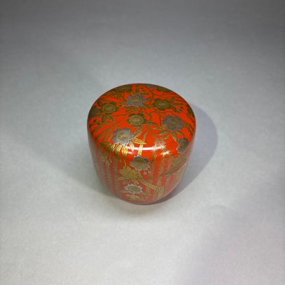 Willow Cherry Blossom Gold Maki-e Large Natsume by Imada Hokusen - Lacquer Tea Caddy