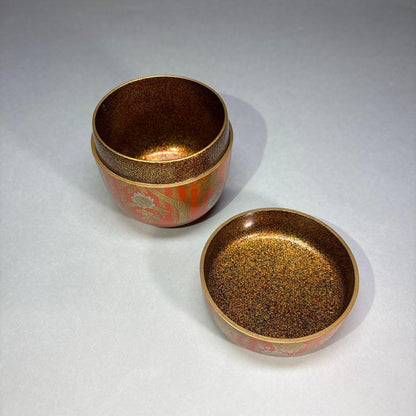 Willow Cherry Blossom Gold Maki-e Large Natsume by Imada Hokusen - Lacquer Tea Caddy