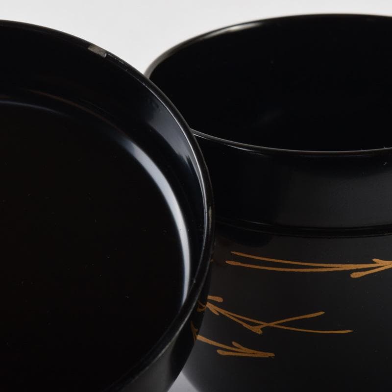 Wajima-nuri Senmen Maki-e Natsume by Shimizu Shozo - Gold Fan Design Tea Caddy with Box