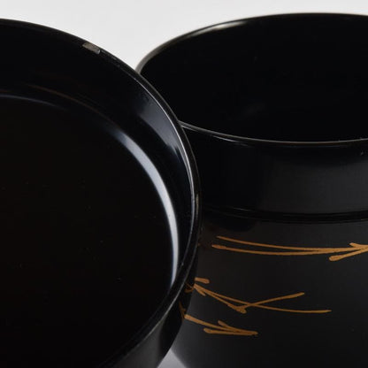 Wajima-nuri Senmen Maki-e Natsume by Shimizu Shozo - Gold Fan Design Tea Caddy with Box