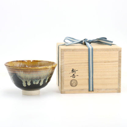 Takatori-yaki Tea Bowl by Takatori Shingo — Zen Priest Inscription Etsudo