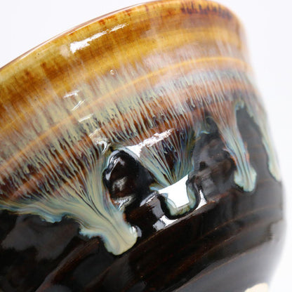Takatori-yaki Tea Bowl by Takatori Shingo — Zen Priest Inscription Etsudo